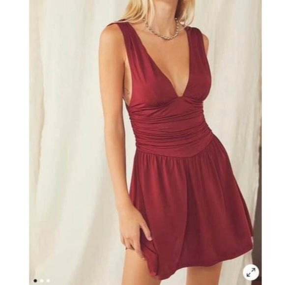 Free People Dresses & Skirts - Free People Here I Am Mini Slip Dress Wine Red XS
